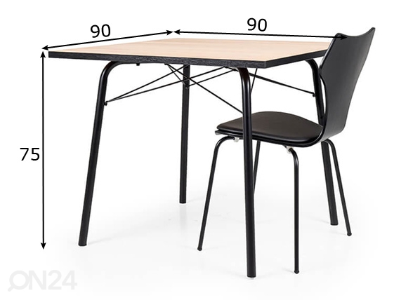 Обеденный стол Flow 90x90 cm размеры