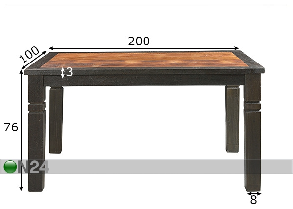 Обеденный стол Fortezza 200x100 cm размеры