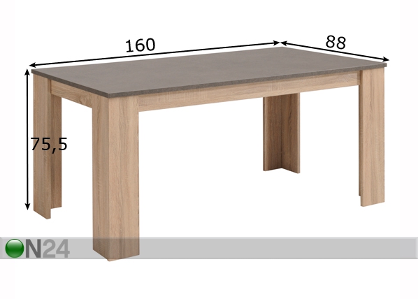 Обеденный стол Fumay 160x88 cm размеры