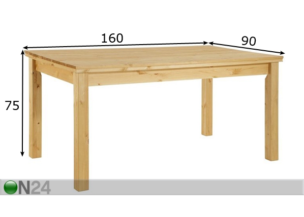 Обеденный стол Gotland 160x90 cm размеры