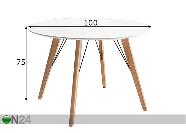 Обеденный стол Helena White Ø 100 см размеры