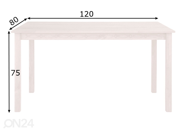 Обеденный стол Indra 120x80 cm размеры
