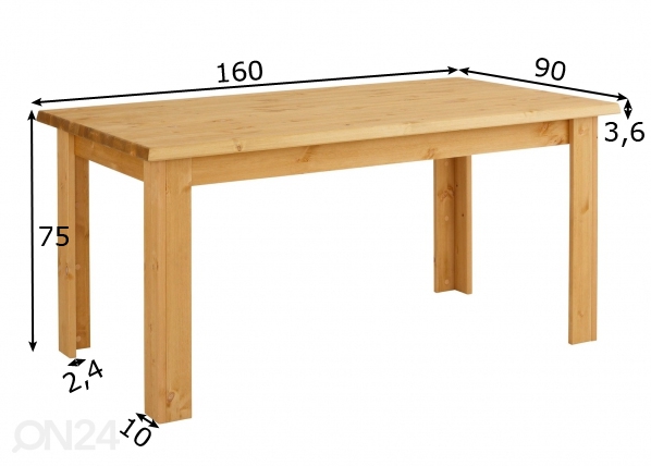 Обеденный стол Ixo 160x90 cm размеры