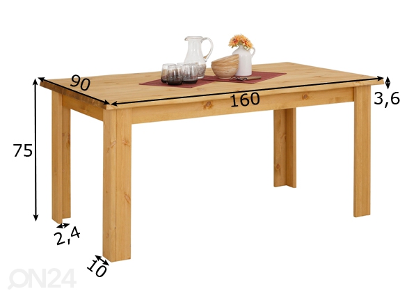 Обеденный стол Ixo 160x90 cm размеры