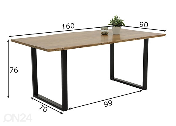 Обеденный стол Jenny II 90x160 cm размеры