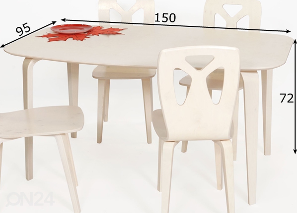 Обеденный стол Karjala 95x150 cm размеры