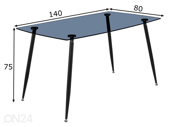 Обеденный стол Koo 140x80 cm размеры