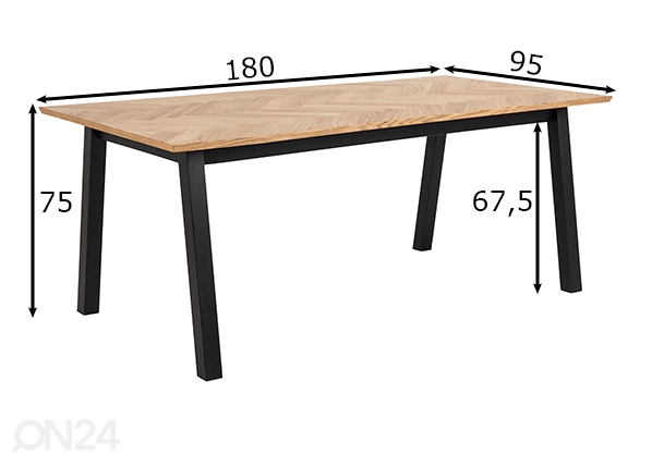 Обеденный стол Lakeville 180x95 cm размеры