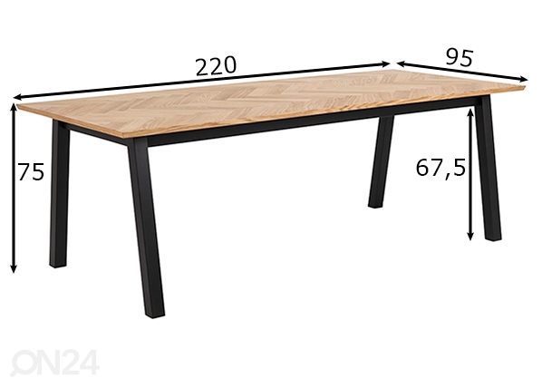 Обеденный стол Lakeville 220x95 cm размеры