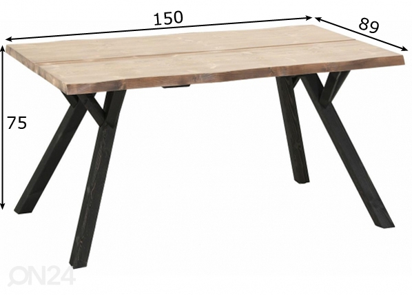 Обеденный стол Lana 90x150 cm размеры