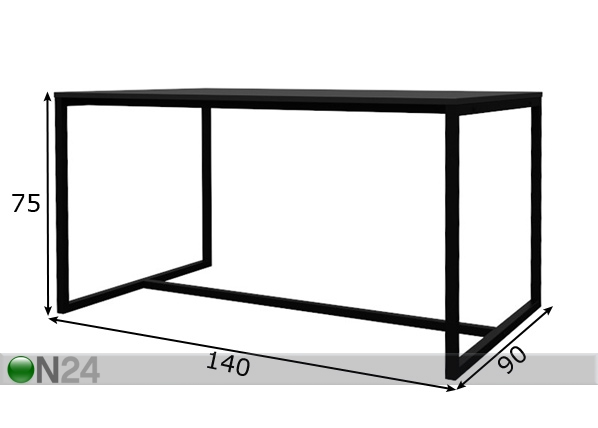 Обеденный стол Lipp 140x90 cm, чёрный размеры