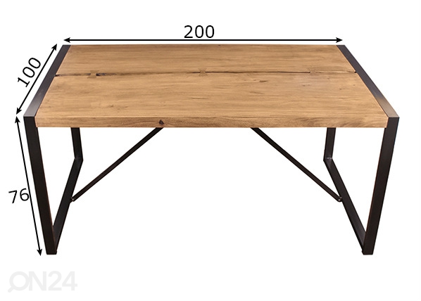 Обеденный стол Live Edge 200x100 cm размеры