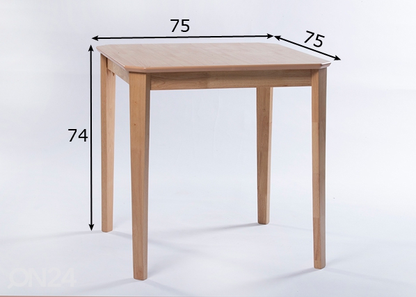 Обеденный стол Loreta 75x75 cm, натуральный размеры