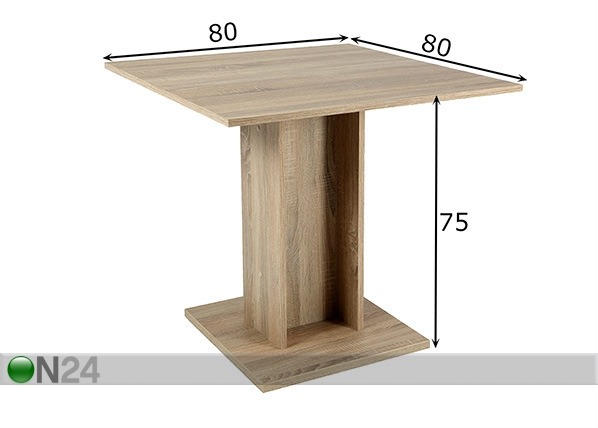 Обеденный стол Mandy 80x80 cm размеры