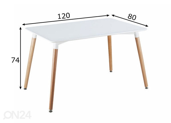 Обеденный стол Maximus 80x120 cm размеры