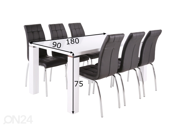 Обеденный стол Metro 180x90 cm размеры