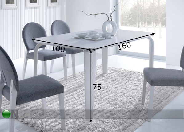 Обеденный стол Mezzo 160x100 cm размеры
