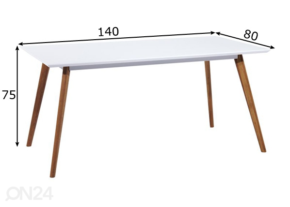 Обеденный стол Milan 140x80 cm размеры
