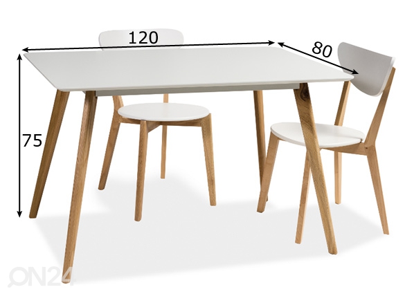Обеденный стол Milan 80x120 cm размеры