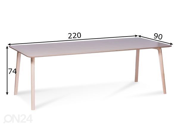 Обеденный стол Milonga 220x90 cm (натуральная берёза) размеры