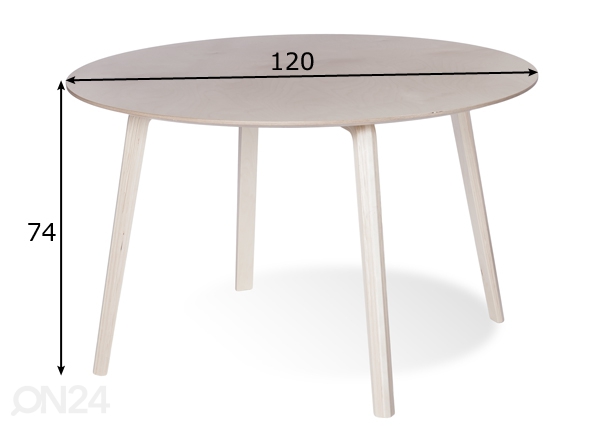 Обеденный стол Milonga Ø 120 cm (морёная берёза) размеры