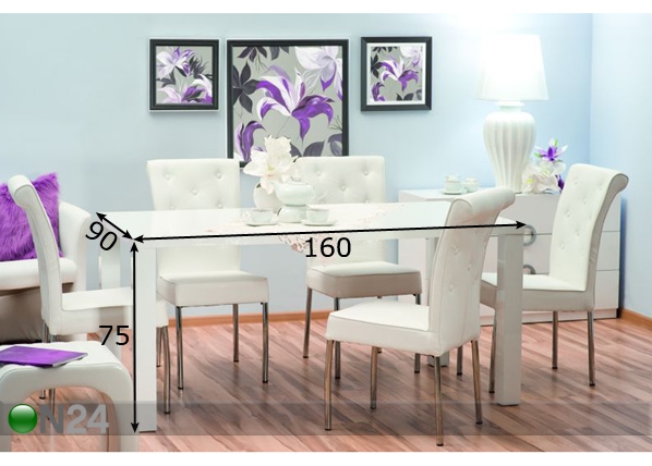 Обеденный стол Montego 90x160 cm размеры