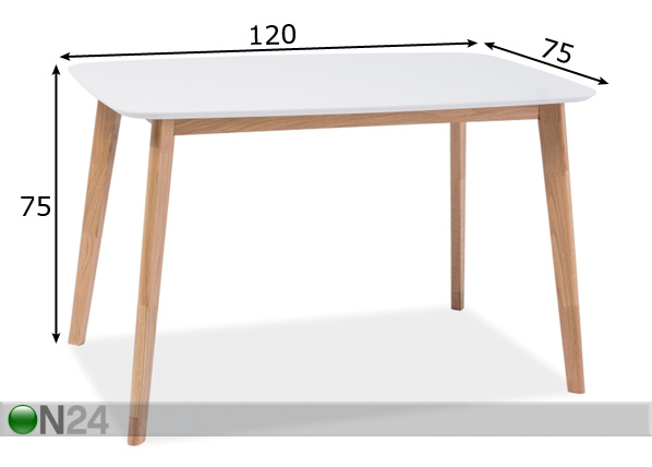 Обеденный стол Mosso I 75x120 cm размеры