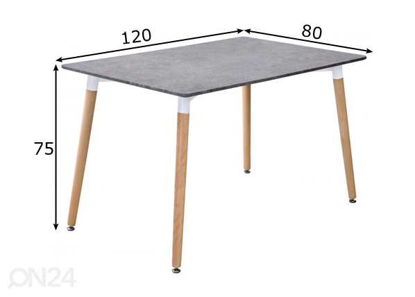 Обеденный стол Nacka 120x80 cm размеры