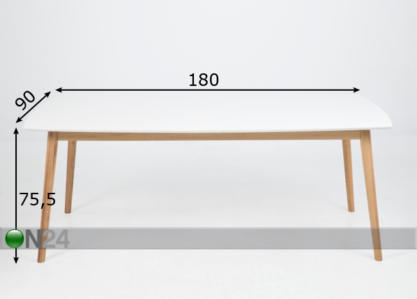 Обеденный стол Nagano 90x180 cm размеры