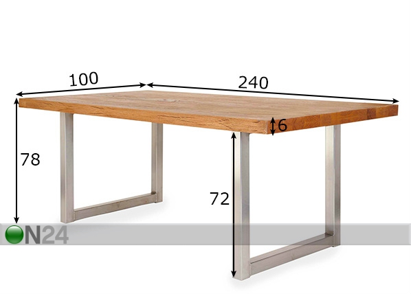 Обеденный стол New York 240x100 cm размеры