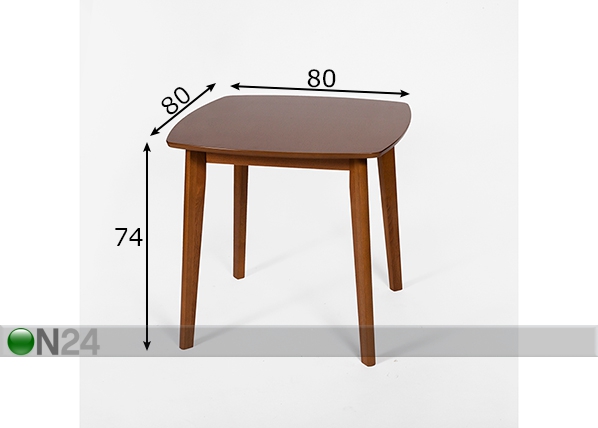 Обеденный стол Novara 80x80 cm, орех размеры