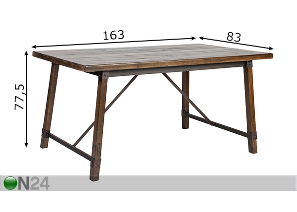 Обеденный стол Opus 163x83 cm размеры