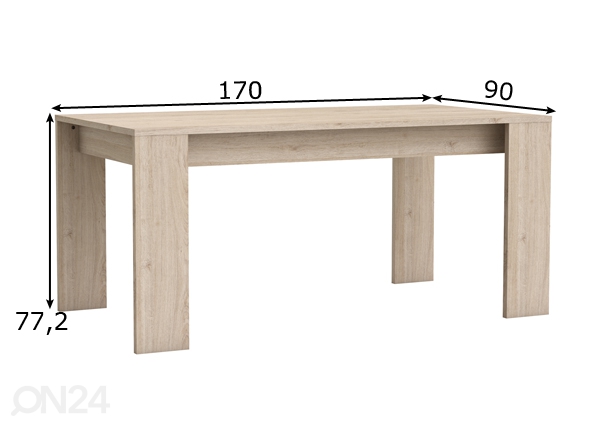 Обеденный стол Origin 170x90 cm размеры