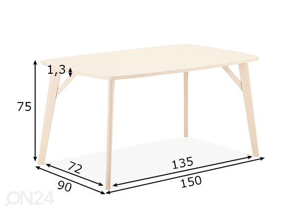 Обеденный стол Penang 90x150 cm размеры