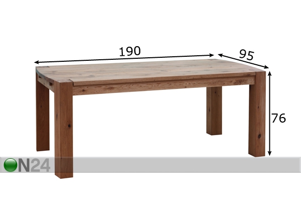 Обеденный стол Philadelphia 95x190 см размеры