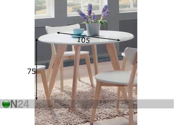 Обеденный стол Renata-O Ø 105 cm размеры