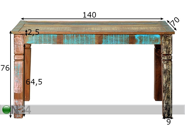 Обеденный стол Riverboat 140x70 cm размеры