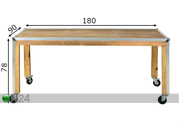Обеденный стол Roadies 180x90 cm размеры