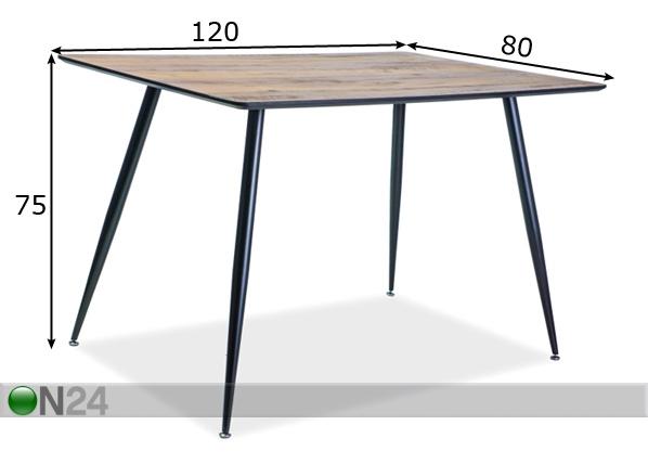 Обеденный стол Romulus 120x80 cm размеры