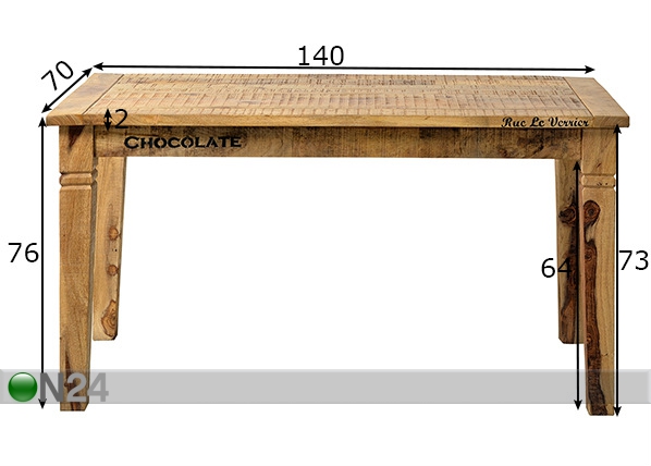 Обеденный стол Rustic 140x70 cm размеры