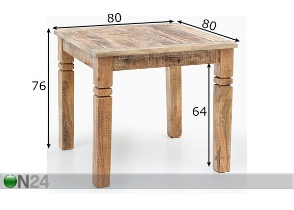 Обеденный стол Rustica 80x80 cm размеры