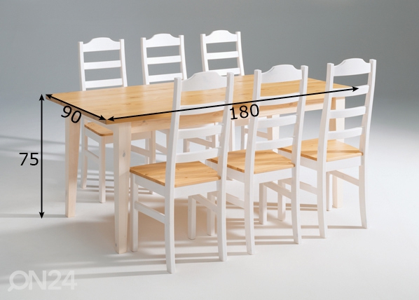 Обеденный стол Scala 90x180 cm размеры