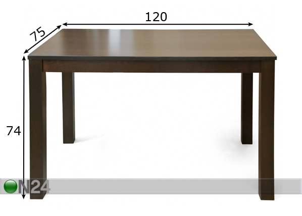 Обеденный стол Siena 75x120 cm размеры