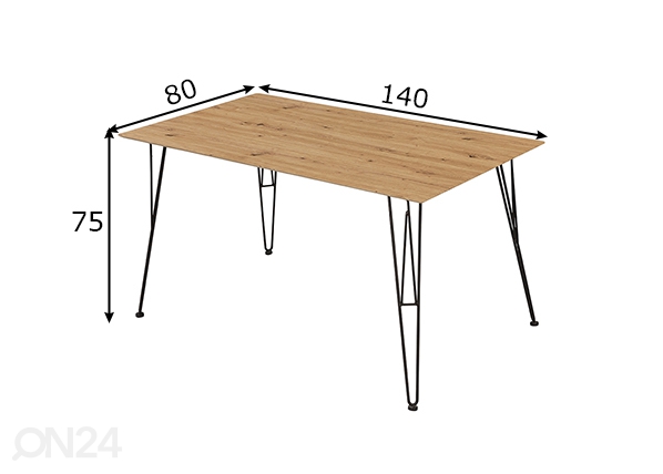 Обеденный стол Tacona 140x80 cm, артисан размеры