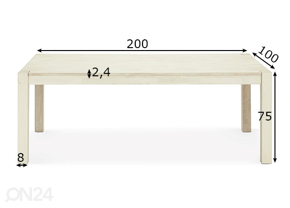 Обеденный стол Texas 200x100 cm размеры