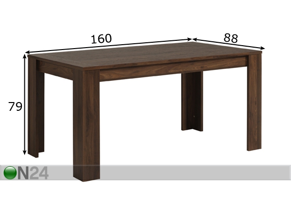 Обеденный стол Tiago 160x88 cm размеры