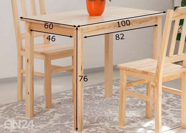 Обеденный стол Tim 100x60 cm размеры