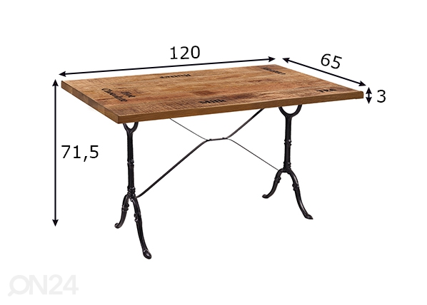 Обеденный стол Tische 120x65 cm размеры
