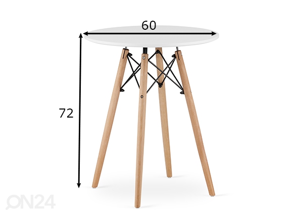Обеденный стол Todi Ø60 cm, белый размеры