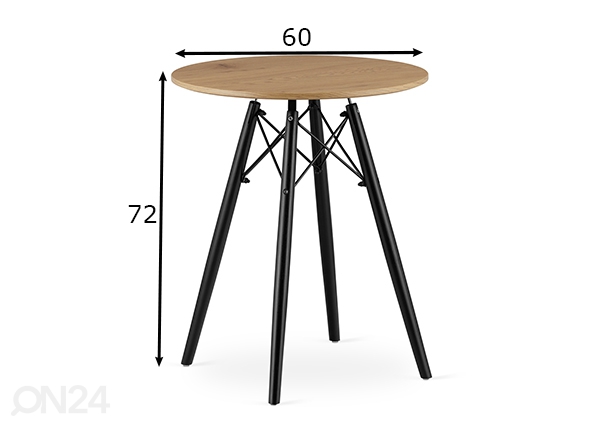 Обеденный стол Todi Ø60 cm, медовый дуб размеры